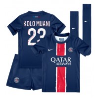 Paris Saint-Germain Randal Kolo Muani #23 Domáci Detský futbalový dres 2024-25 Krátky Rukáv (+ trenírky)